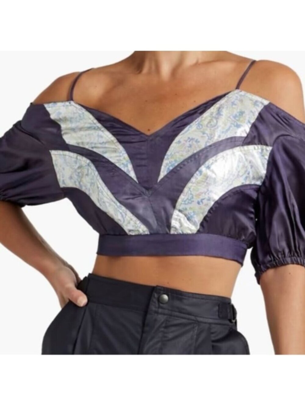 Isabel Marant Blue and Silver Crop Top Size 8